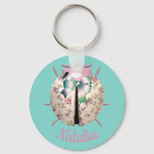 Porte-clés Roses floraux de Ladybug et violon mignon rose tur