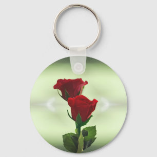 Porte-clés Roses rouges d'amour jumel de flamme