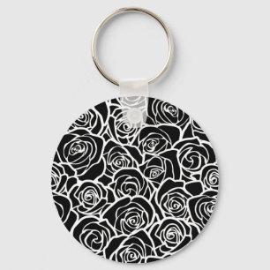 Porte-clés Roses Vintages en noir et blanc