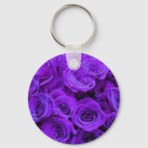 Porte-clés roses violet romantique, joli bouquet de rose