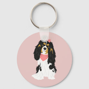 Porte-clés Rosie l'épagneul cavalier rose du Roi Charles