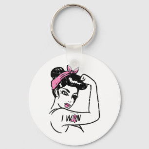 Porte-clés Rosie Riveter J'Ai Gagné Sensibilisation Cancer Du