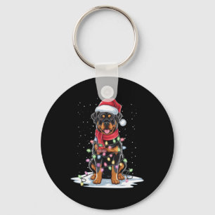 Porte-clés Rottweiler Chien Santa Chapeau Noël Arbre Lumière 