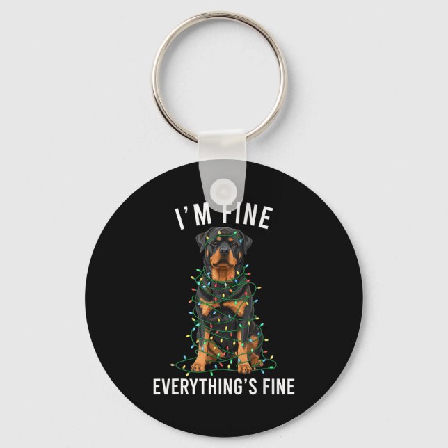 Porte-clés Rottweiler Christmas I'm Fine Everything Is Fine  (Recto)