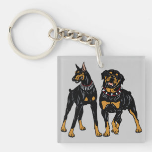 Porte-clés rottweiler et dobermann
