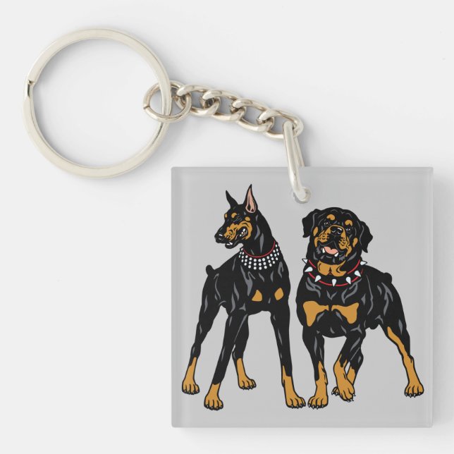 Porte-clés rottweiler et dobermann (Devant)