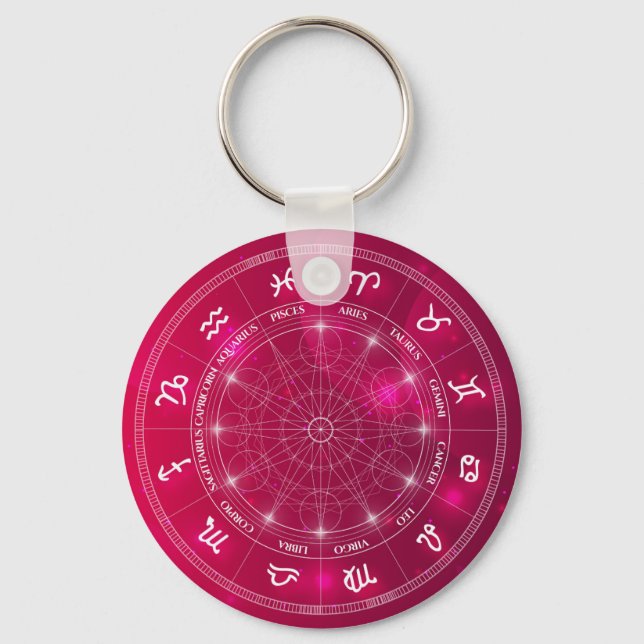 Porte-clés Roue d'astrologie Signes étoiles (Recto)