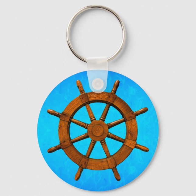 Porte-clés Roue de bateau en bois (Recto)