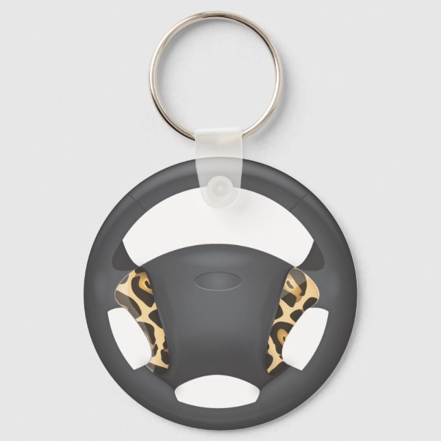 Porte-clés Roue de direction d'impression Jaguar (Recto)