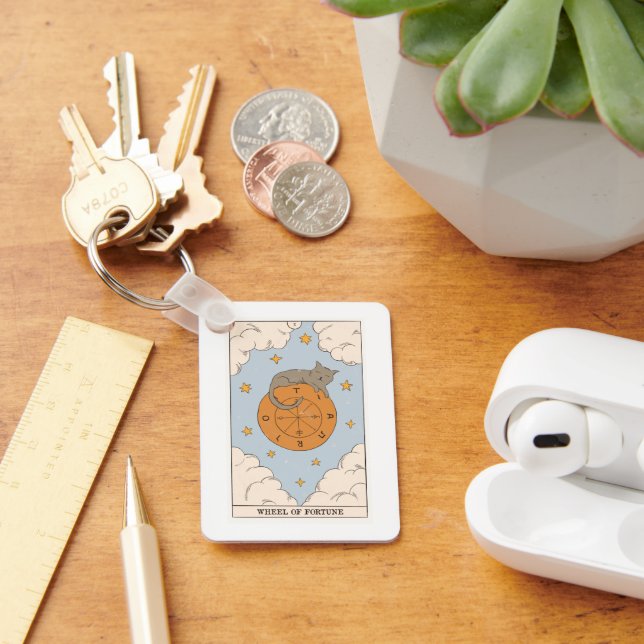 Porte-clés Roue de Fortune carte tarot divination ésotérique (Bureau)