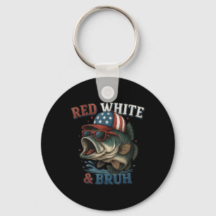 Porte-clés Rouge Blanc & Bruh Amérique Poisson 4 Juillet