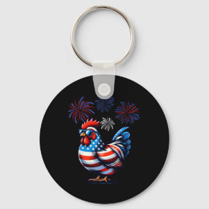 Porte-clés Rouge Blanc Bleu Poulet ferme Animal Patriotique 4