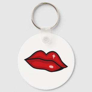 PORTE-CLÉS ROUGE CHAUD LUCIEUX LÈVRES KISS BRILLANT BEAUTÉ 