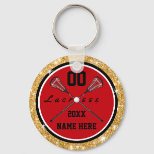Porte-clés Rouge de filles et cadeaux de lacrosse d'or,