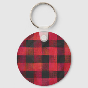 Porte-clés Rouge et noir À damiers plaid