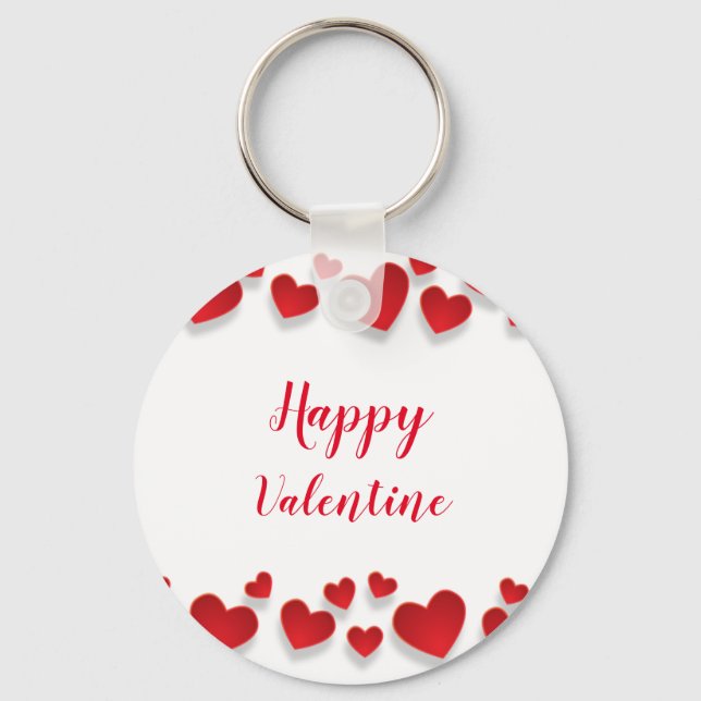 Porte-clés Rouge mignon Joyeux Valentine Love Hearts (Recto)