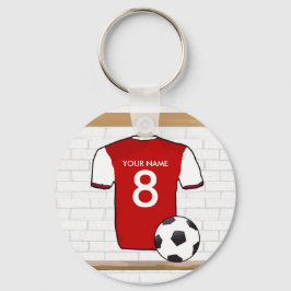 Porte-clés Rouge personnalisé avec maillot de football blanc