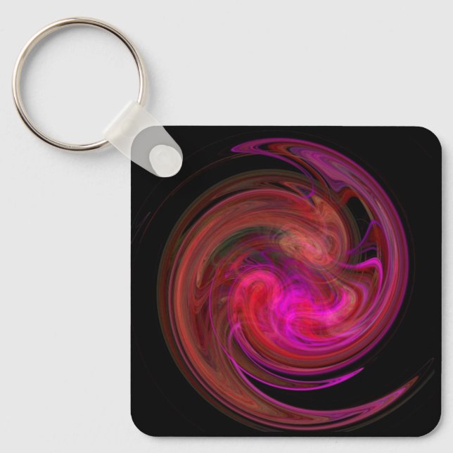 Porte-clés ROUGE ROSE CLAIR VORTEX, Art Fractal (Recto)