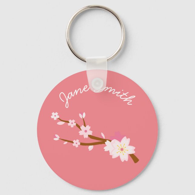 Porte-clés Rouge rose pâle Sakura CHerry Blossom japonais (Recto)