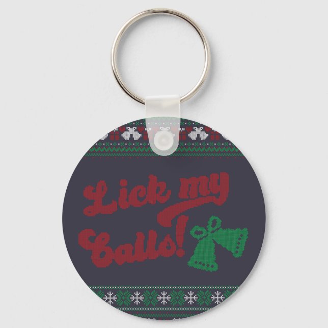 Porte-clés Rouge Vert Lick Mes Boules Villant Noël (Recto)