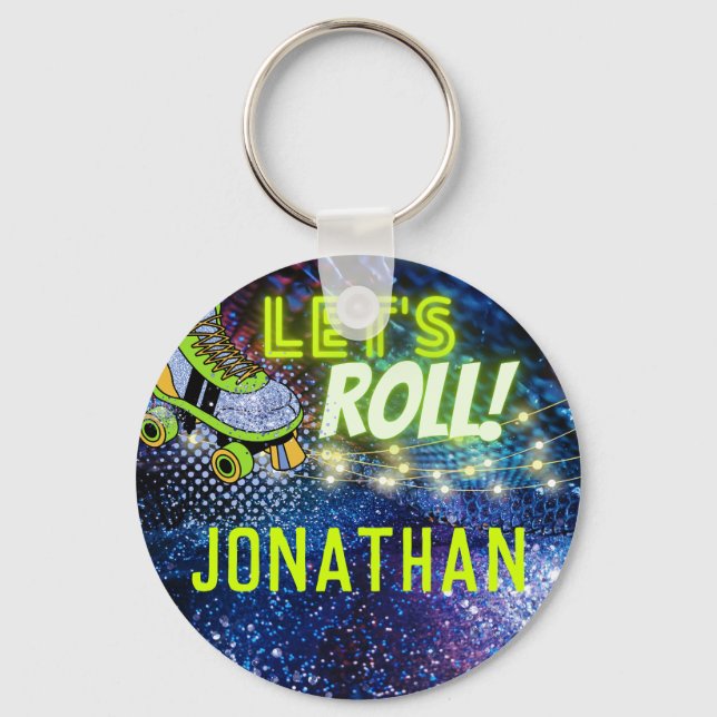 Porte-clés Roulons Rouler Rouler Patinage Garçons Fête Faveur (Recto)