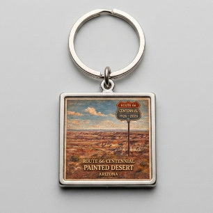Porte-clés Route 66 Centenaire Souvenir du désert peint