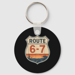 Porte-clés Route 6-7 Mème Drôle Rétro Vintage Panneau de Sign
