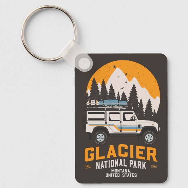 Porte-clés Route du parc national du Glacier vintage Montana (Recto)