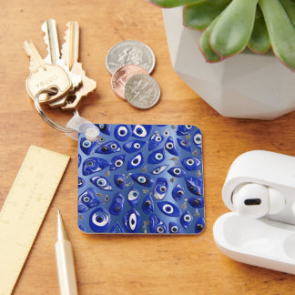 Porte-clés Royal Blue Evil Charme oeil personnalisé QR Code