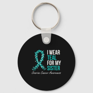 Porte-clés Ruban Cancer Ovarien Je Porte Turquoise Pour Ma So