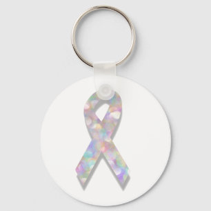 Porte-clés ruban de cancer du poumon perlé