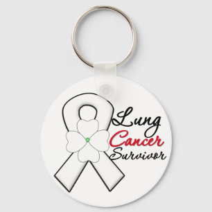 Porte-clés Ruban de fleur de survivant de cancer de poumon