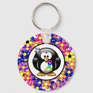 Porte-clés Ruban de sensibilisation à l'arc-en-ciel de Pengui