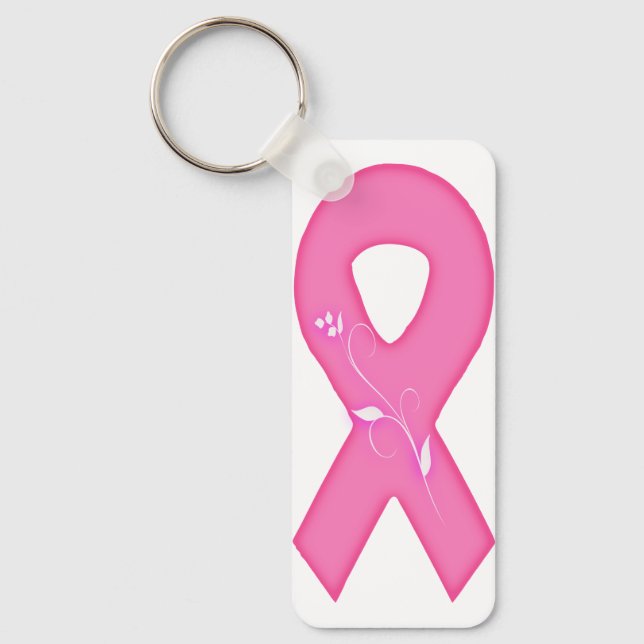 Porte-clés Ruban de sensibilisation au cancer du sein avec fl (Recto)