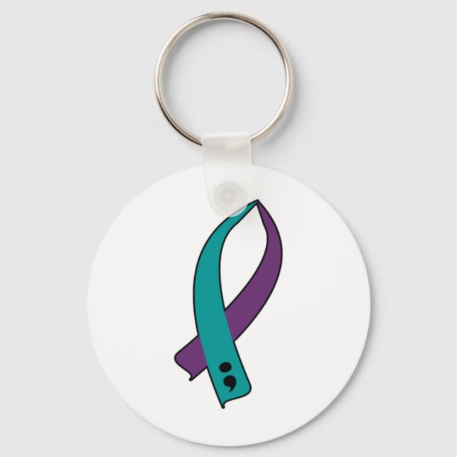 Porte-clés Ruban de sensibilisation au suicide (Recto)