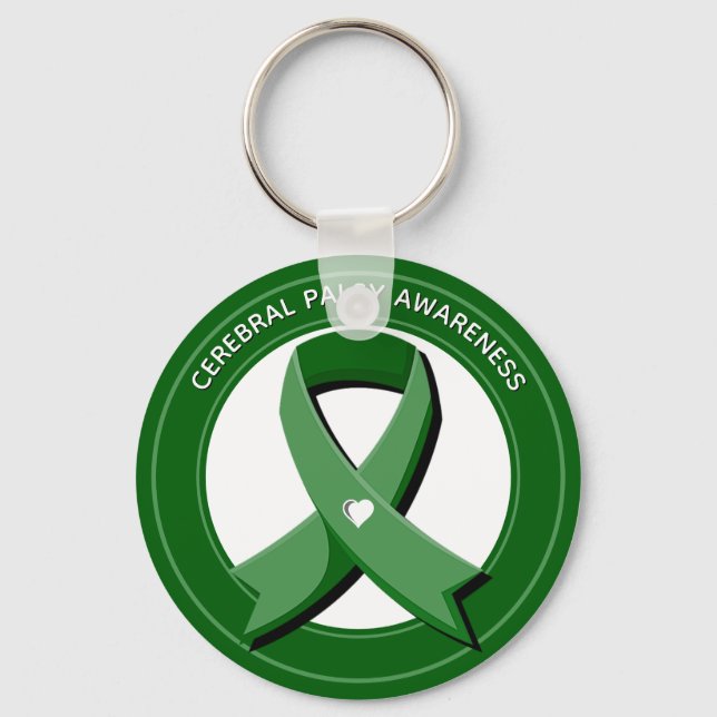 Porte-clés Ruban de sensibilisation verte Coeur blanc (Recto)