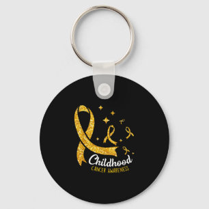 Porte-clés Ruban doré sensibilisation au cancer infantile fil