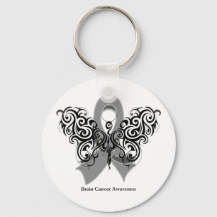 Porte-clés Ruban tribal de papillon de cancer du cerveau