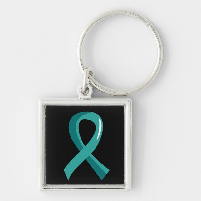 Porte-clés Ruban turquoise 3 de Cancer péritonéal (Devant)