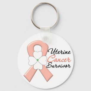 Porte-clés Ruban utérin de fleur de survivant de Cancer