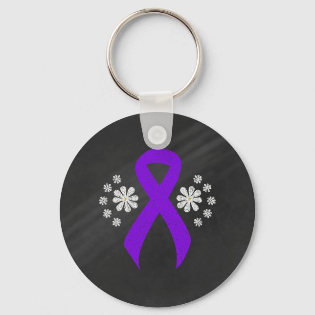 Porte-clés Ruban Violet Chalkboard, lymphome de Hodgkin (Recto)