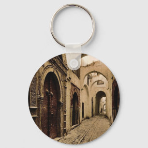 Porte-clés Rue de Tresure, classique Photochrom de Tunis,