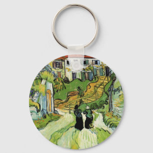 Porte-clés Rue et escaliers du village d'Auvers, personnages