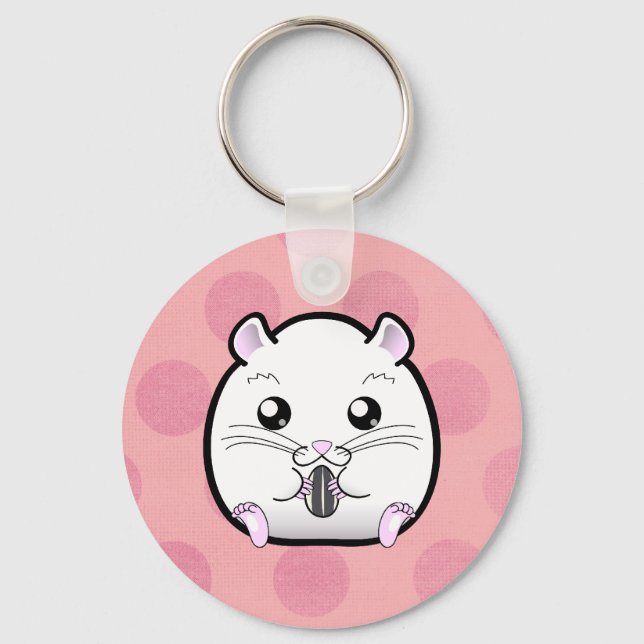 Porte-clés Rugular Tout Blanc Hamster Syrien (Recto)