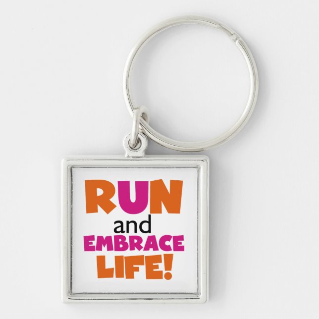 Porte-clés Run and Embrassez Life Orange Pink (Devant)