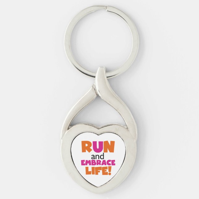 Porte-clés Run and Embrassez Life Orange Pink (Devant)