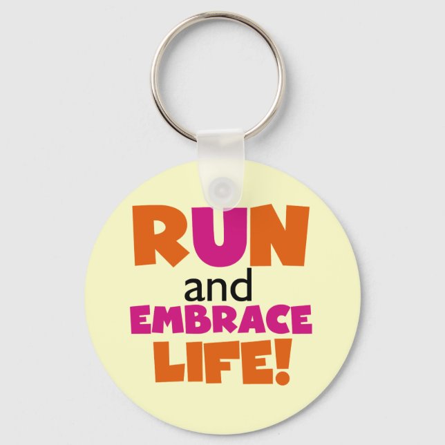 Porte-clés Run and Embrassez Life Orange Pink (Recto)