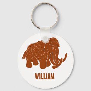Porte-clés Rust Red Cartoon Wooly Mammoth Personnalisé