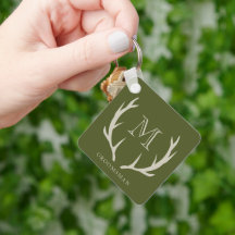 Rustic Army Green Antler Personnalisé Groomsmen Ca