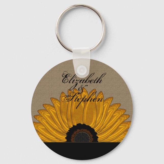 Porte-clés .Rustic Country Burlap Sunflower Wedding Faveurs (Recto)